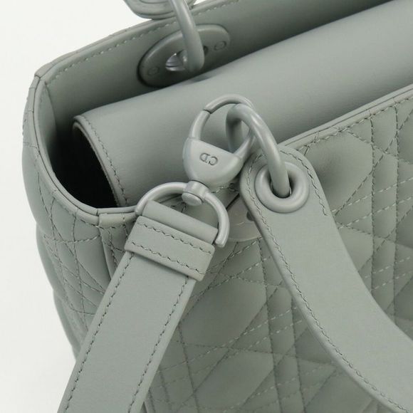 Dior Lady Dior Grey Leather Handbag (Pre-Owned) - Picture 10 of 12